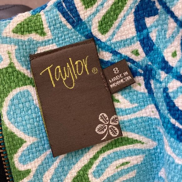 Taylor Keyhole Floral Sheath Dress Women’s 8 Green Blue - Picture 9 of 9